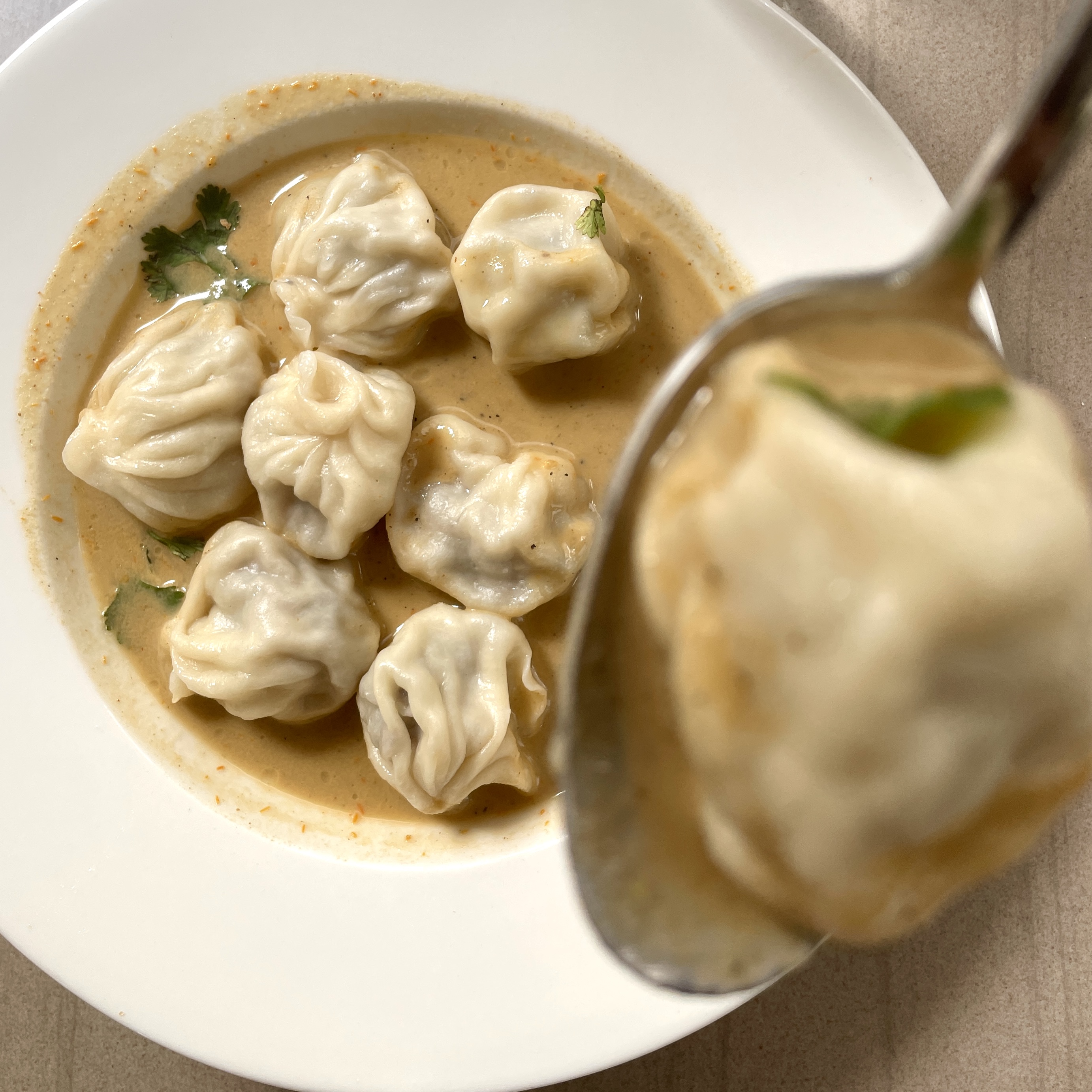 Momo dumplings in broth